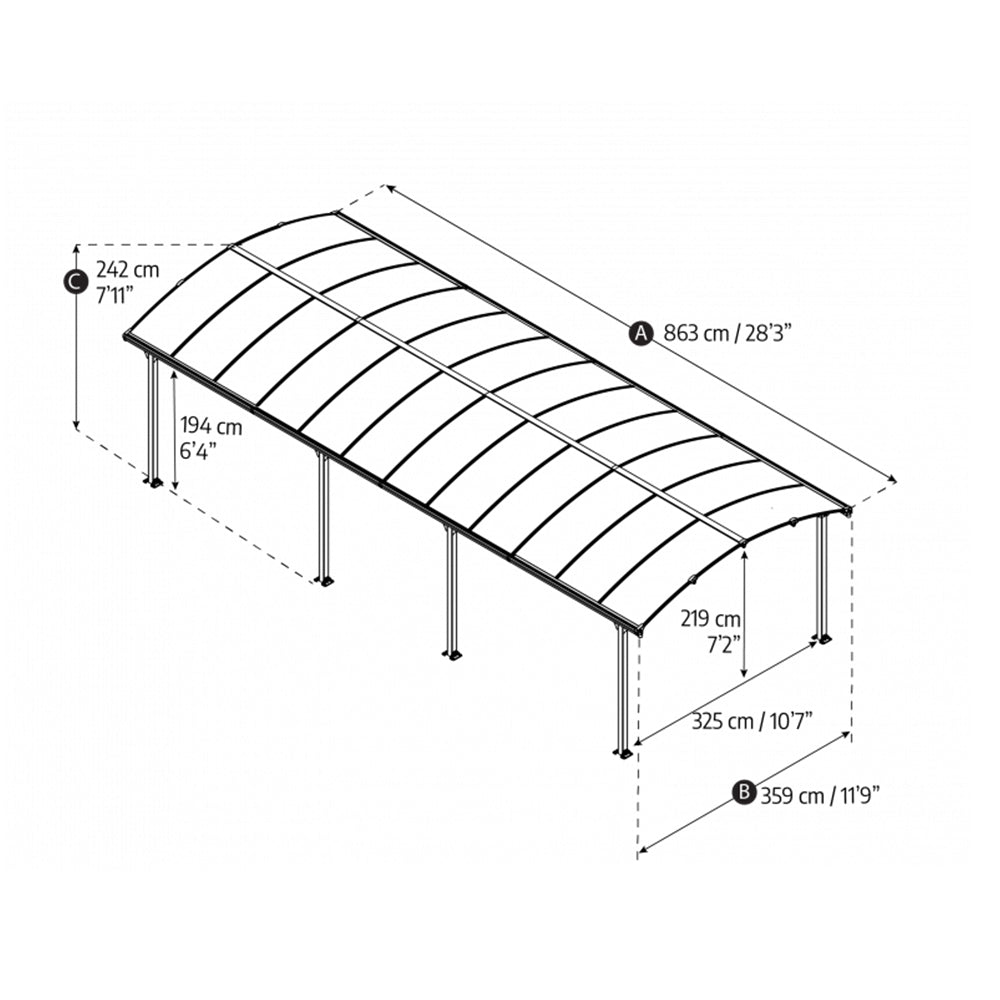 Crescent Curved Roof Carport