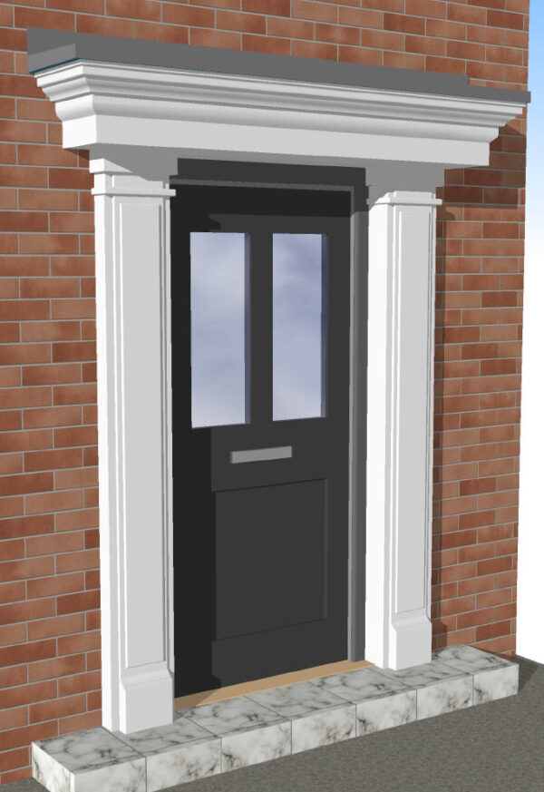 Wide Door Surrounds: fluted or plain GRP columns and soffit.